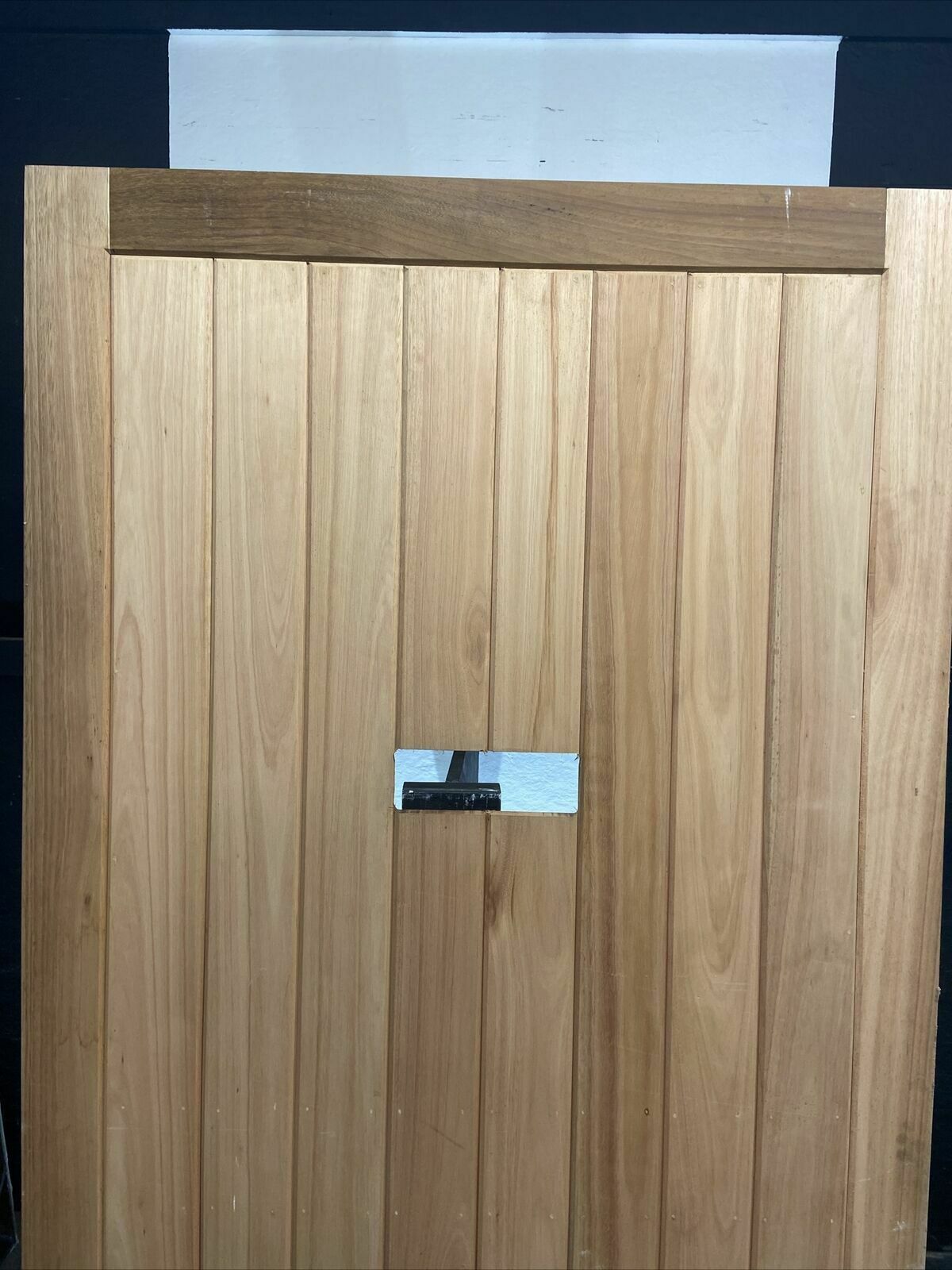 X Wide Front Door Solid Iroka Hand Made Hardwood Timber Wood Ledge Braced Unused photo furniture