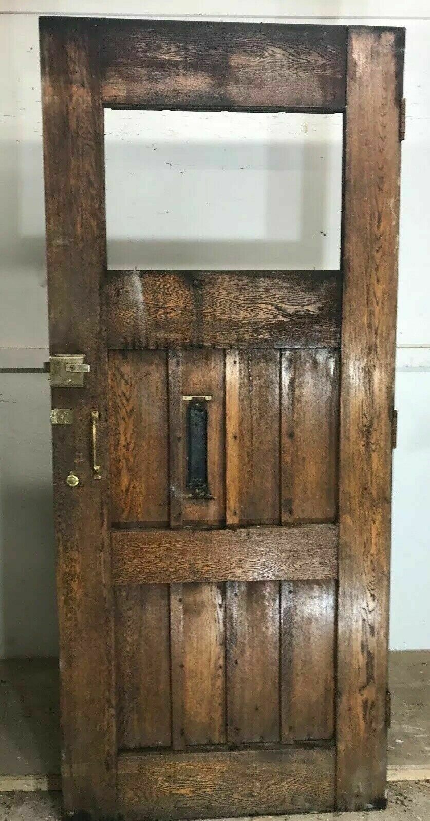 Large Solid Oak Front Door Antique Old Period Wood Reclaimed Hardwood Unglazed photo vintage