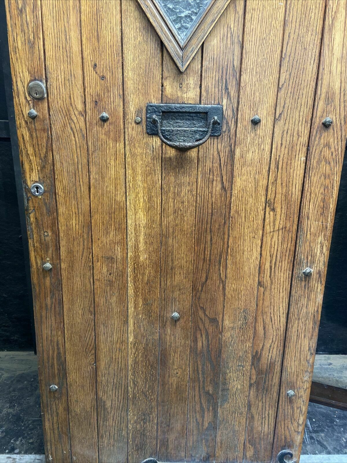Solid Oak Front Door Old Period Wood Antique Reclaimed Hardwood Glazed Leaded photo 1357.0