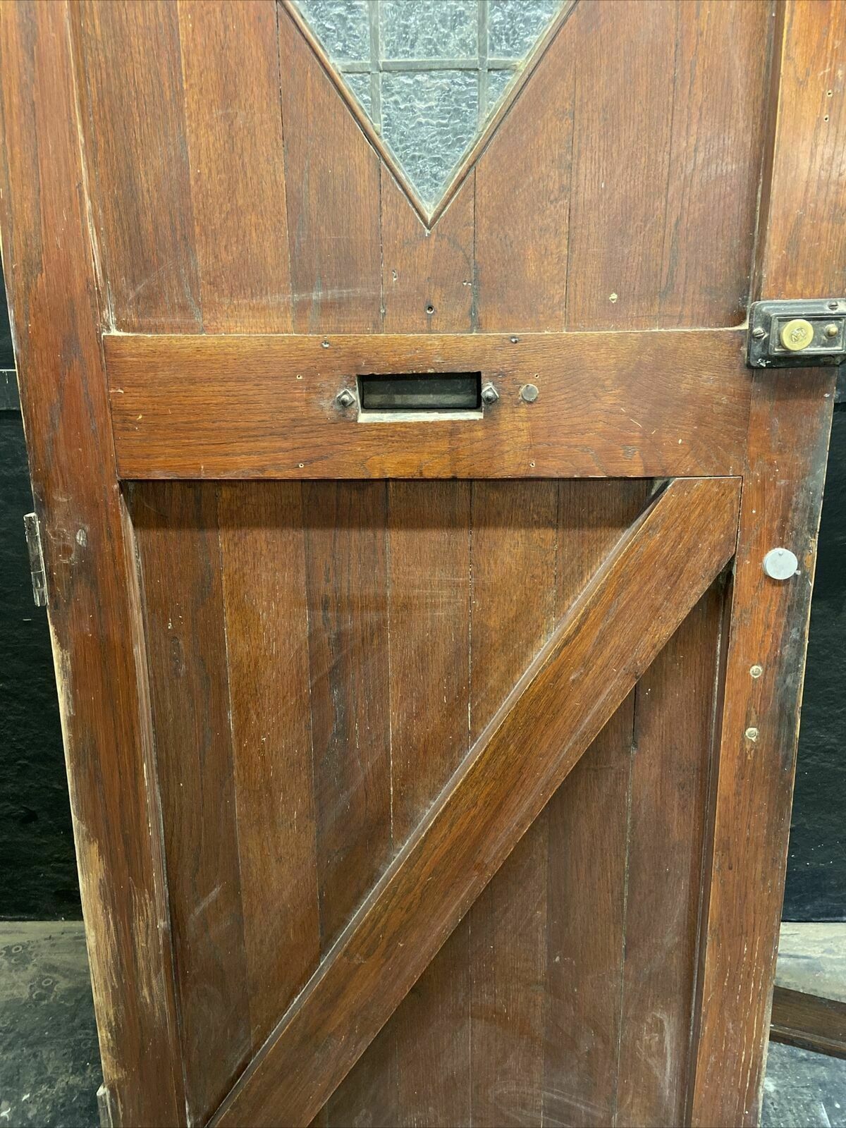 Home Fixtures Solid Oak Front Door Old Period Wood Antique Reclaimed Hardwood Glazed Leaded photo
