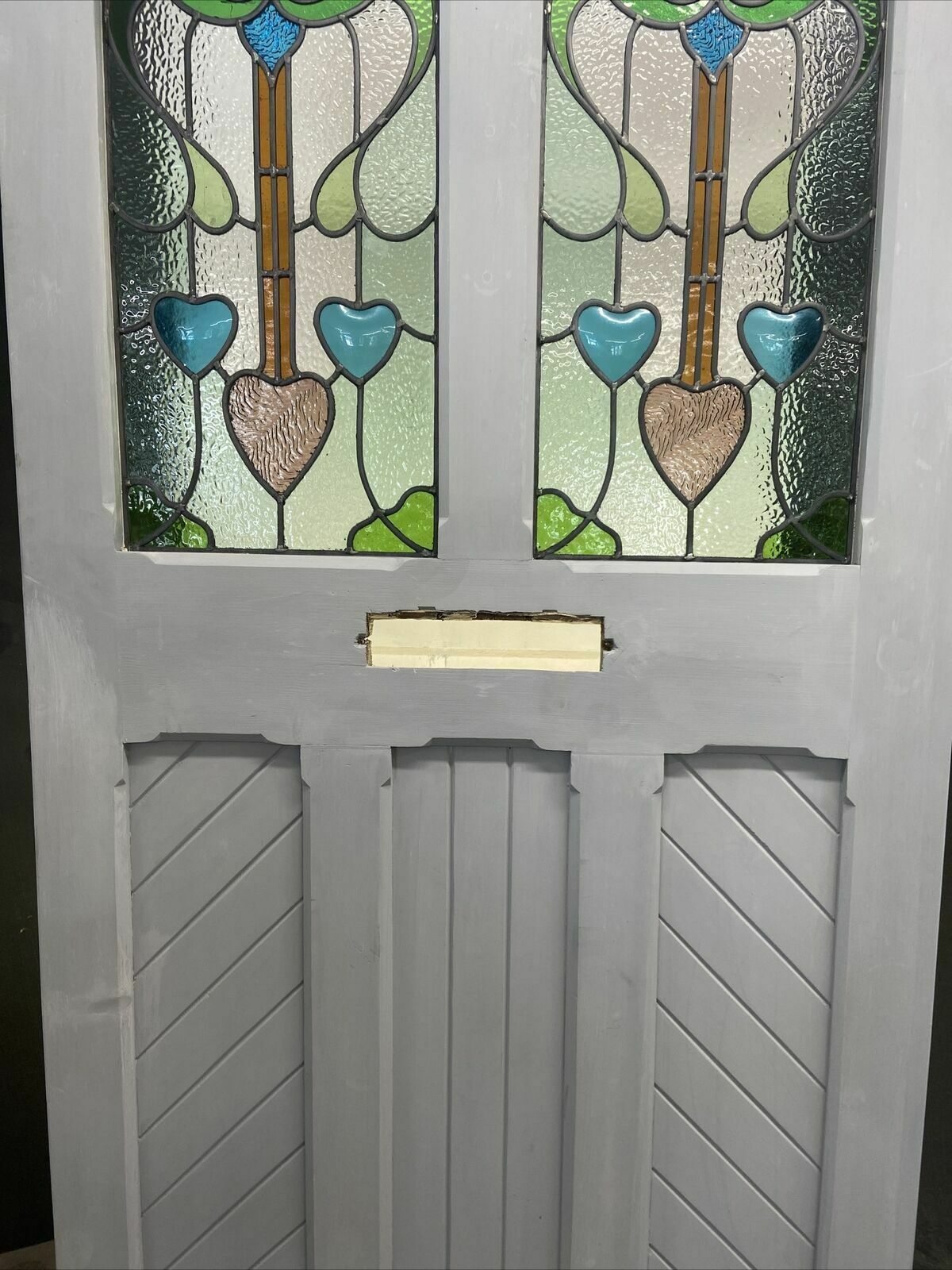 X Large Victorian Stained Glass Front Door Old Reclaim Antique Wood Arts Crafts photo for sale