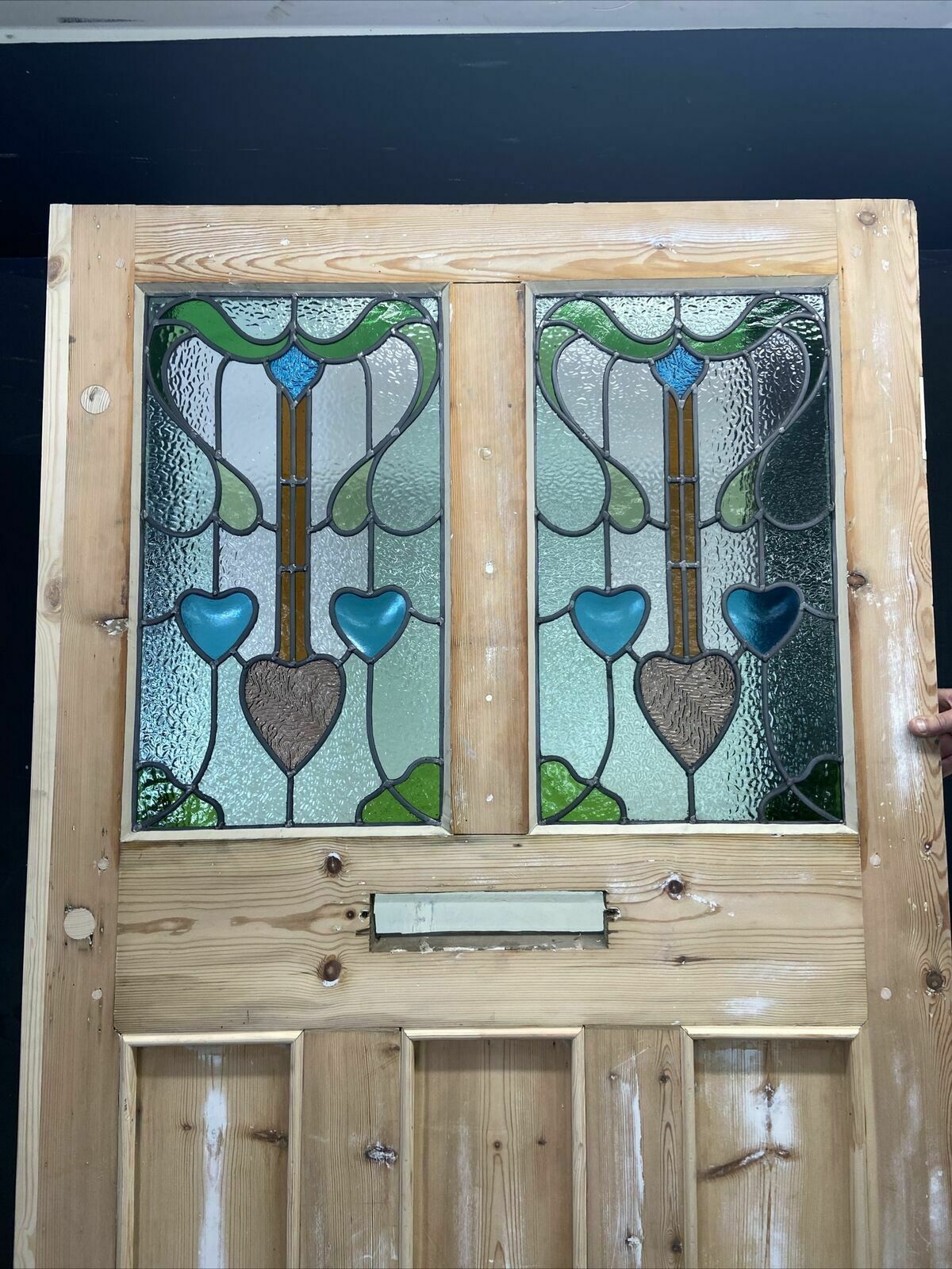 Home Fixtures X Large Victorian Stained Glass Front Door Old Reclaim Antique Wood Arts Crafts photo