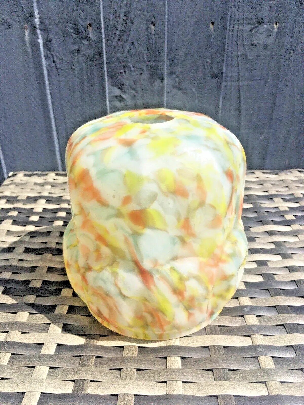 Art Deco Yellow Orange Marbled Geometric Spatter Glass Ceiling Light Lamp Shade photo vinterior