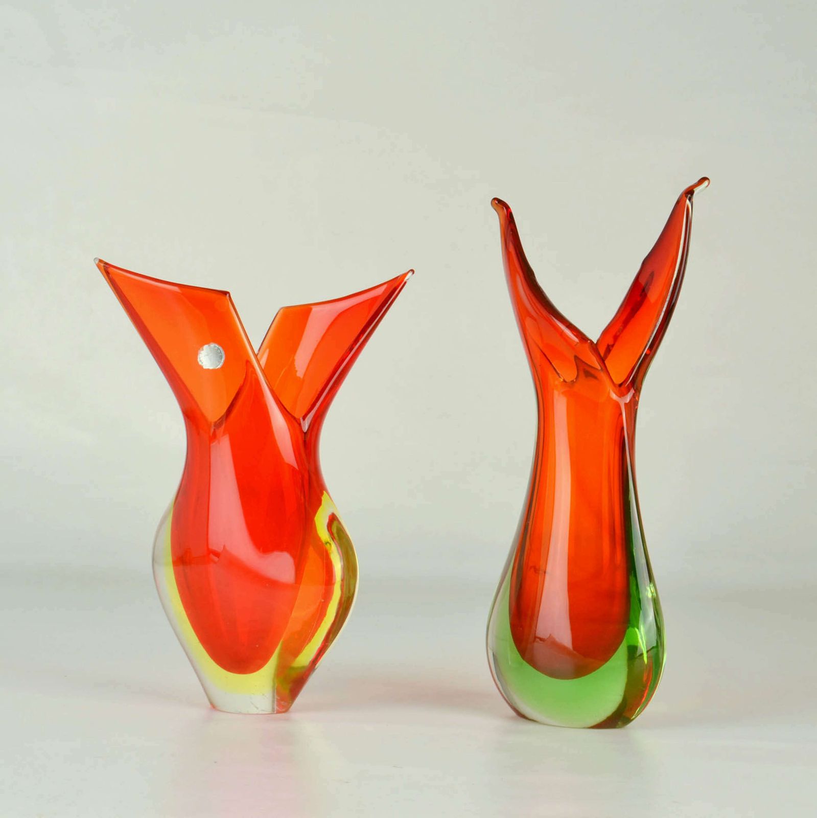 Murano Sommerso Red Glass Vases By Flavio Poli For Seguso, Italy,1960 photo for sale