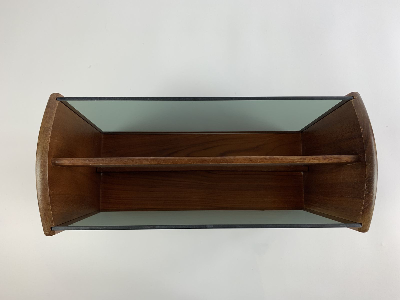 Mid Century Vintage Teak And Smoked Glass Magazine Rack photo Home Decor