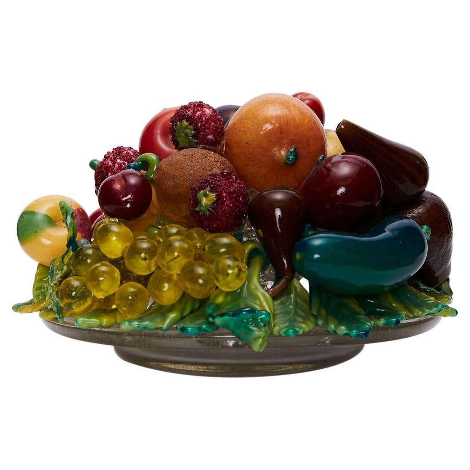 Pair Of Still Life Fruit Bowls Murano Glass By Aristi Barovier,1920's photo furniture