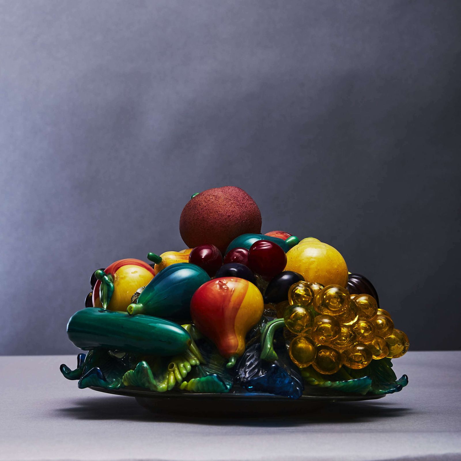 Home Decor Pair Of Still Life Fruit Bowls Murano Glass By Aristi Barovier,1920's photo