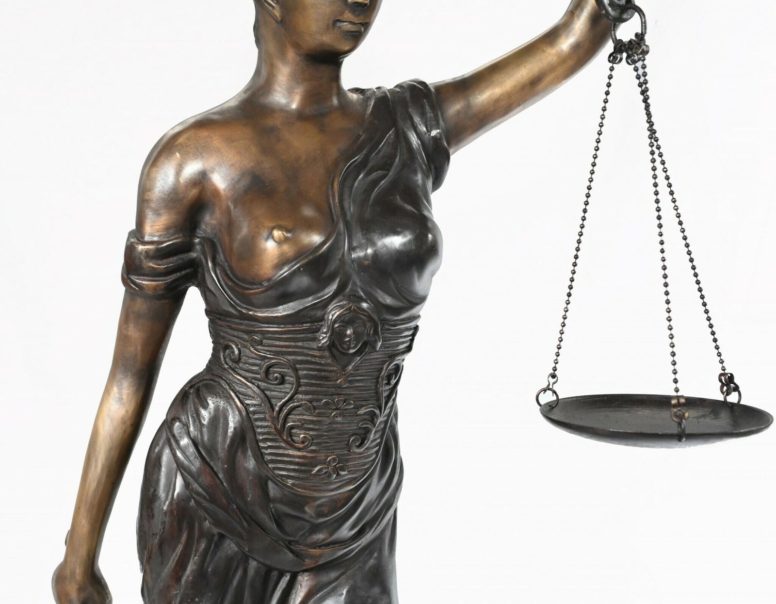 photo vinterior Xl French Bronze Statue Lady Justice Scales Figurine Snake