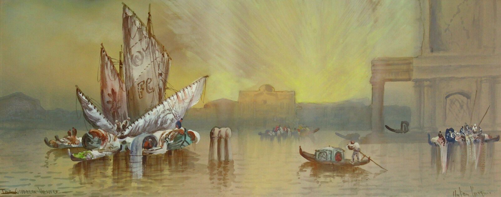 Watercolour By Anton Perique. Titled "The Gindella Venice" photo furniture