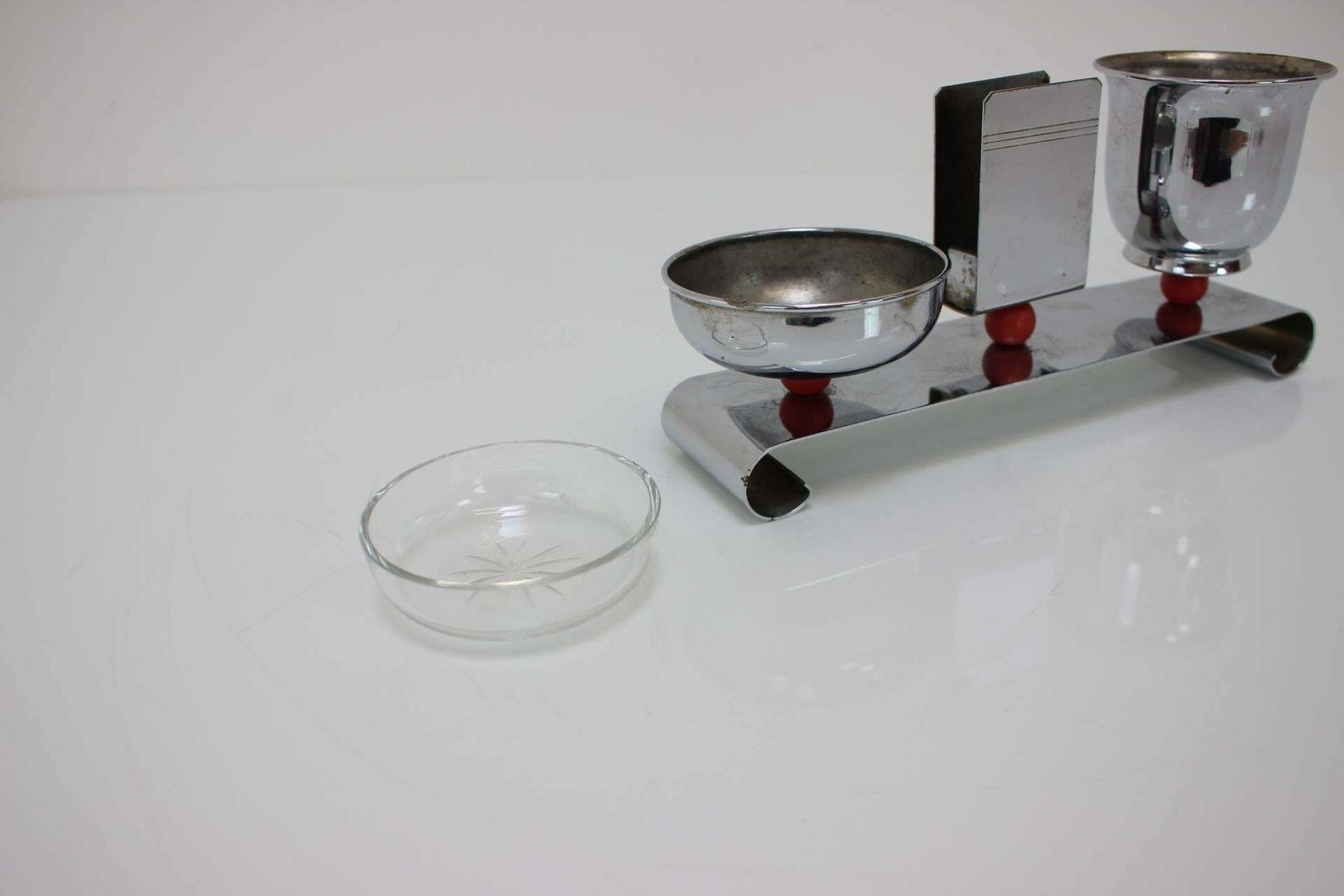 Bauhaus Art Deco Chrome Smoking Set, 1930s photo furniture