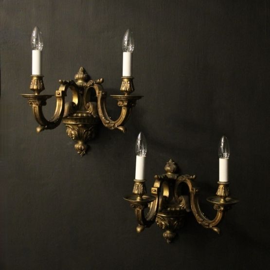 French 19th C Bronze Antique Wall Sconces