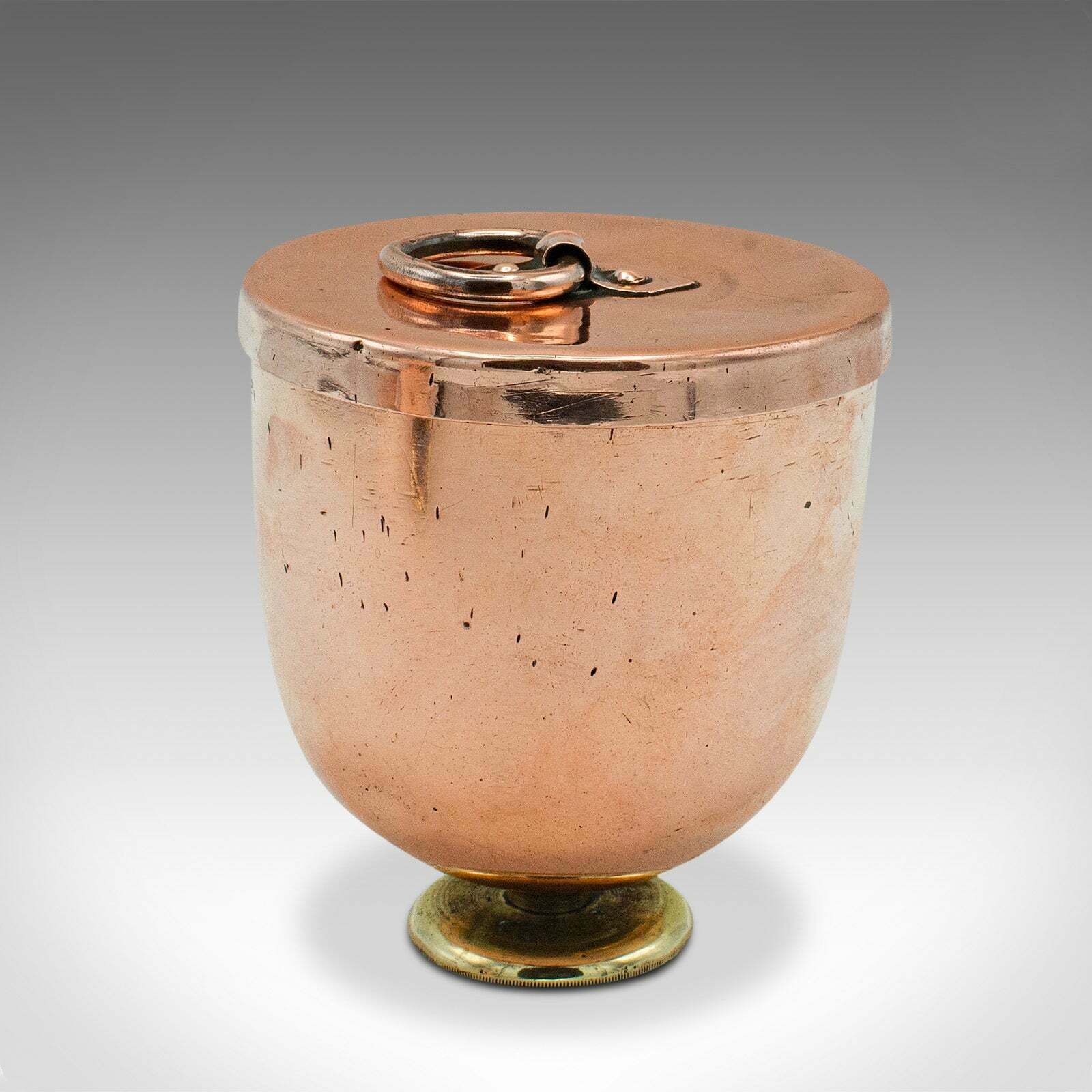 Pair Of Antique Ice Cream Moulds, English Copper Lidded Pots, Harrods photo Home Decor