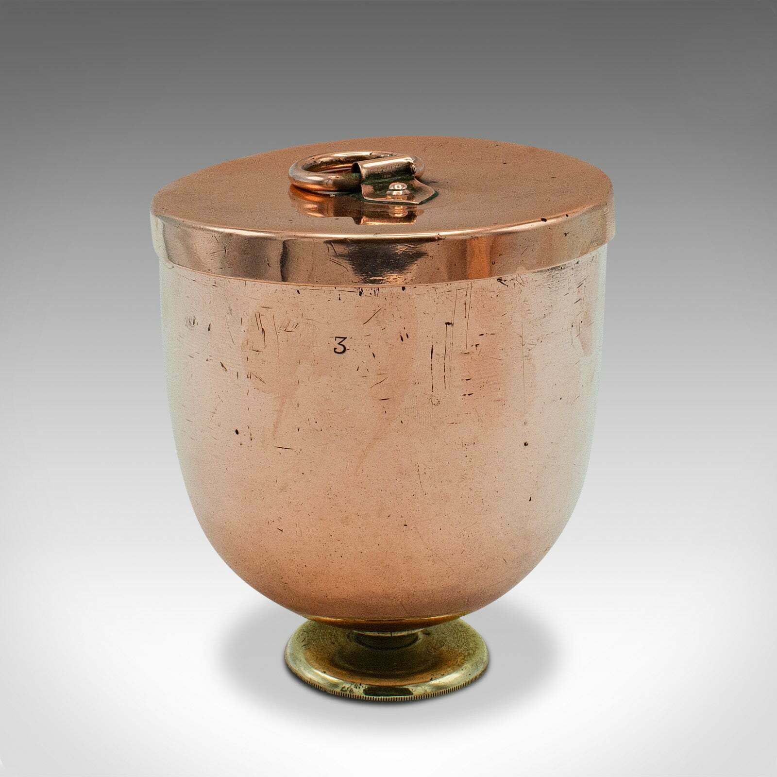 Pair Of Antique Ice Cream Moulds, English Copper Lidded Pots, Harrods photo buy