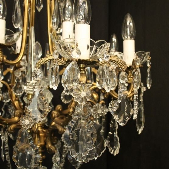 French Pair Of Gilded Bronze Antique Chandeliers photo vinterior