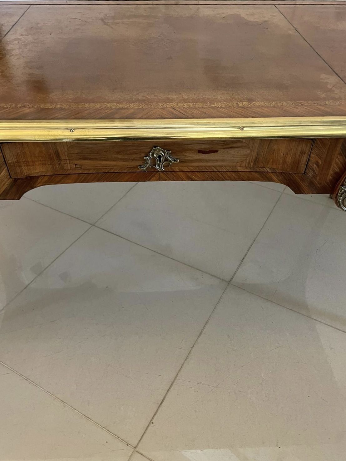 Large Antique Quality Freestanding Kingwood Ornate Ormolu Mounted Partners Plat Desk photo 5995.0
