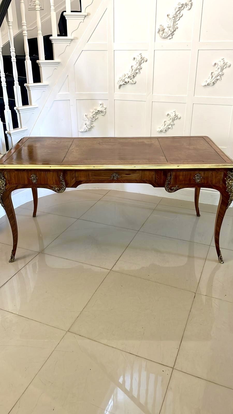 Large Antique Quality Freestanding Kingwood Ornate Ormolu Mounted Partners Plat Desk photo buy