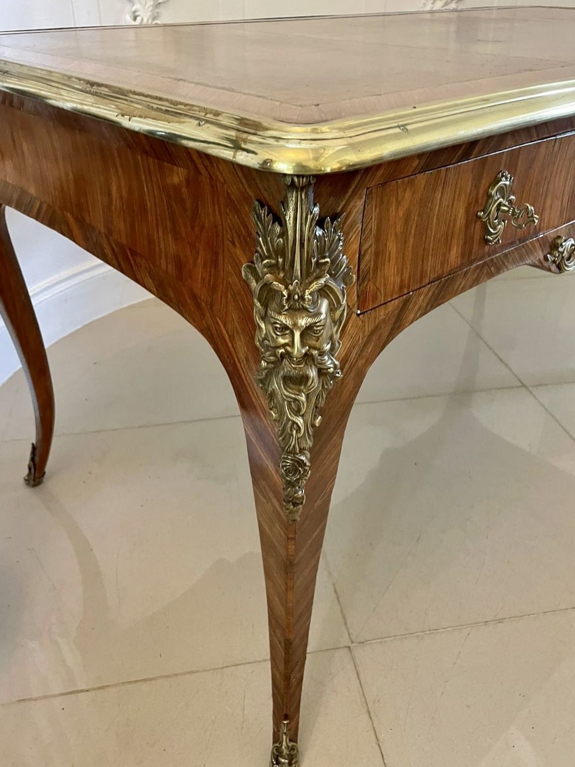 photo buy Large Antique Quality Freestanding Kingwood Ornate Ormolu Mounted Partners Plat Desk