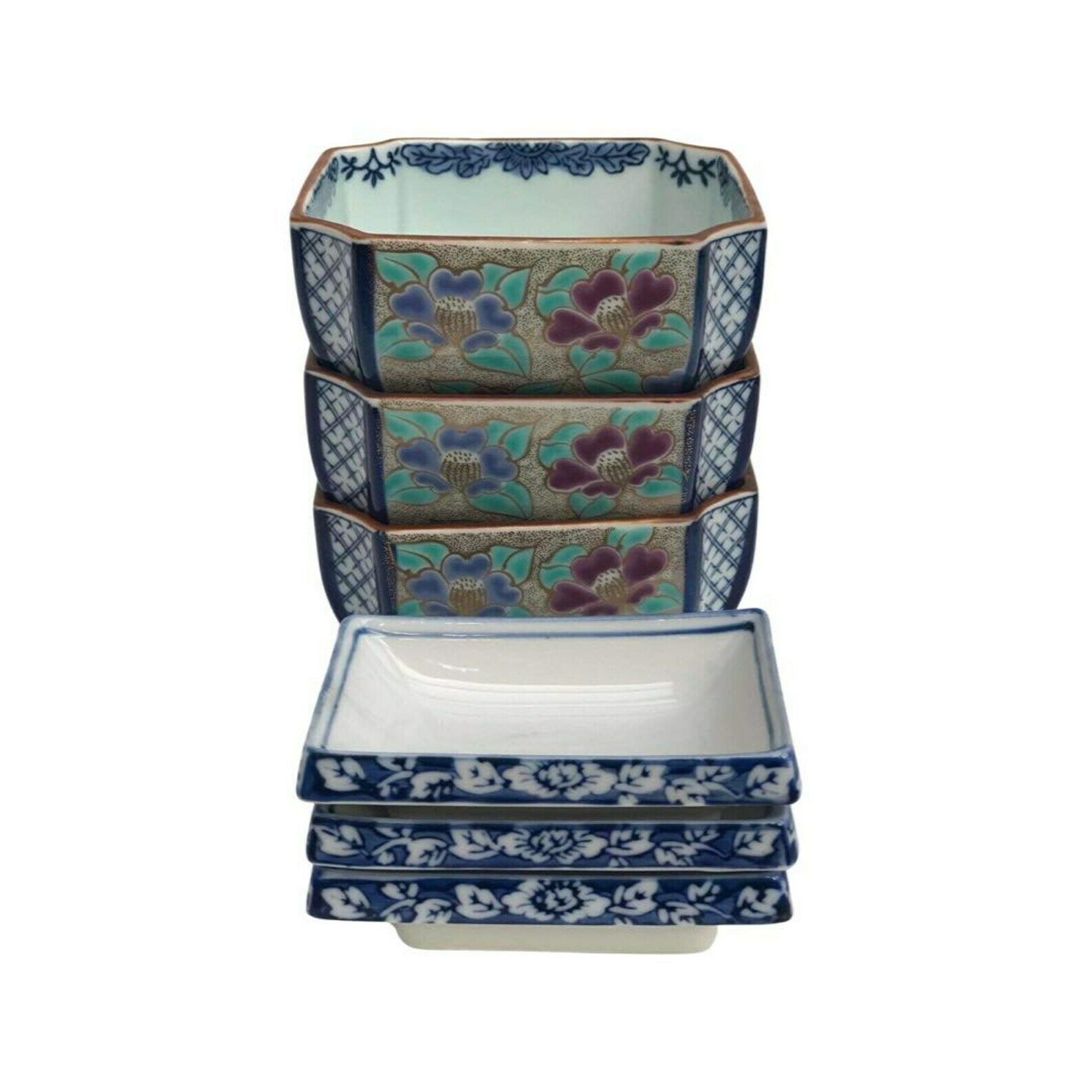 Japanese Bowls Plates Set Serving Sauce Dish, Dinner Sashimi Plate Asian Food Dish Blue Ceramic Porcelain Fish Serving Tray photo furniture