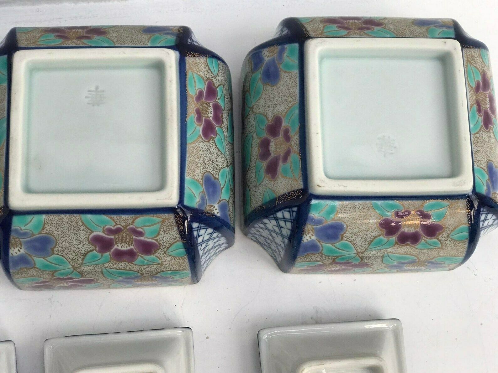 Japanese Bowls Plates Set Serving Sauce Dish, Dinner Sashimi Plate Asian Food Dish Blue Ceramic Porcelain Fish Serving Tray photo vintage