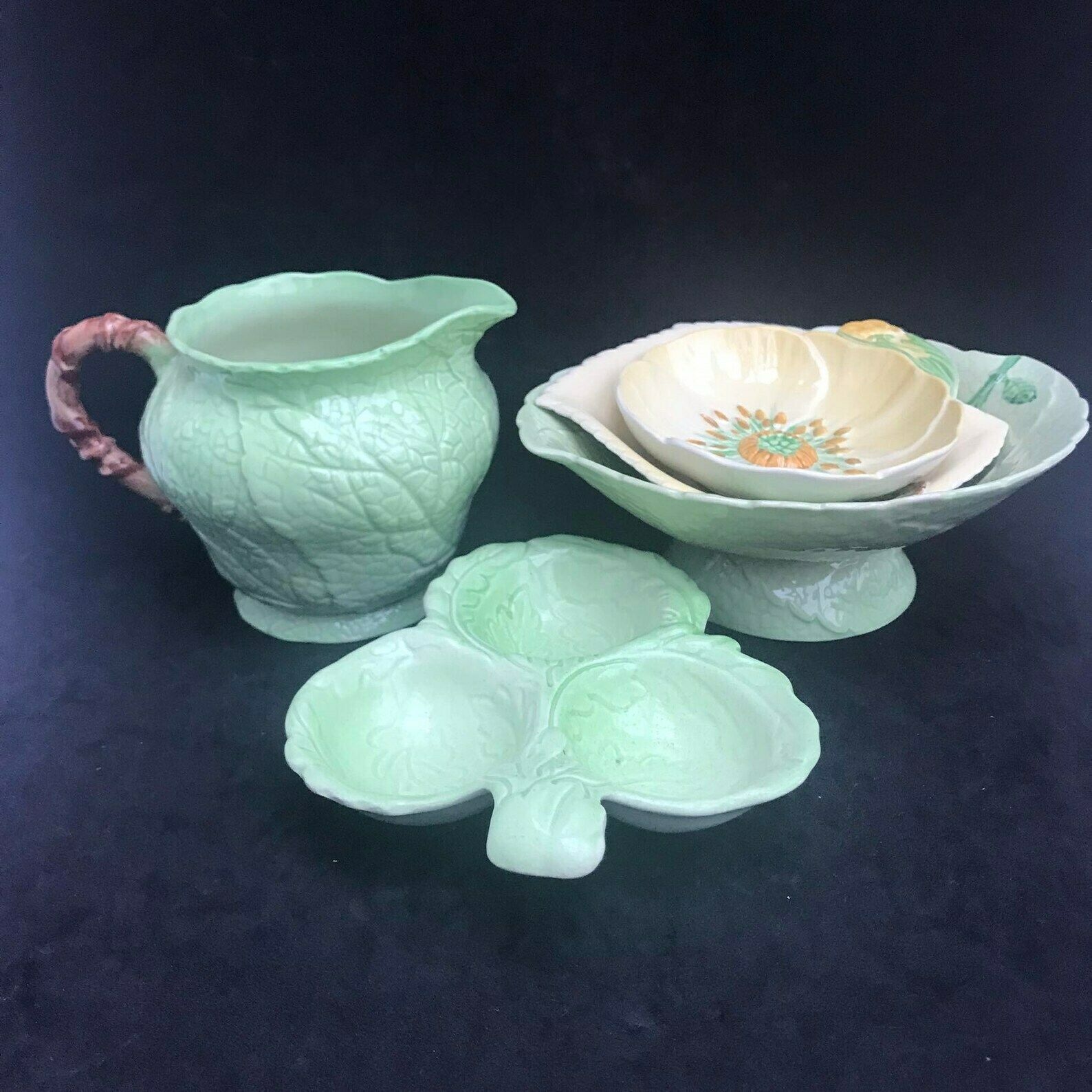 Carlton Ware Dishes Plate Serving Green Foxglove Creamer Plate 4 Pieces Green Decoration English Collectors Antique China photo buy