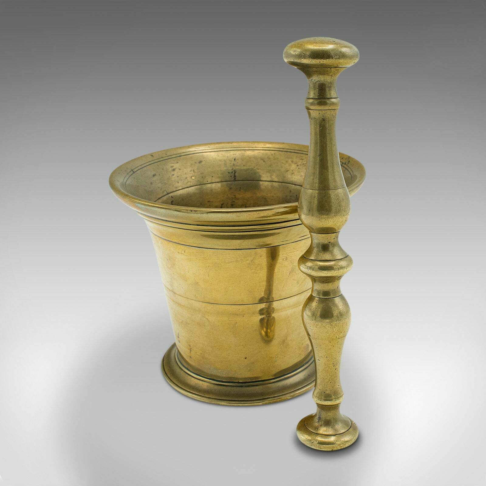 photo for sale Antique Apothecary Mortar And Pestle, English, Brass, Chemist, Victorian, C.1850