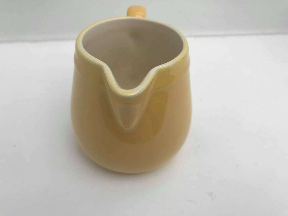 Melkkan Villeroy & Boch Shabby Pastelgeel Pitcher Jaren 1940 Porselein Vervangingsstuk Roomkan Cadeau photo vinterior