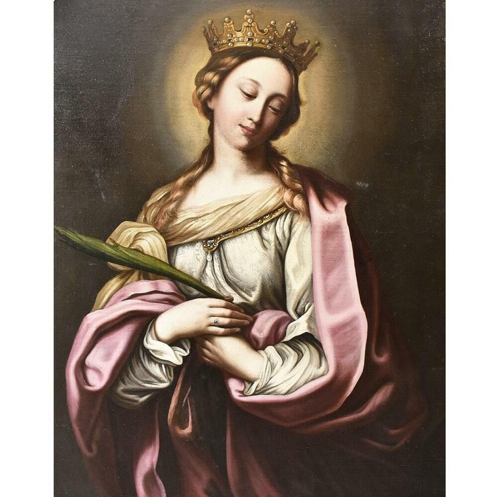 Religious Paintings On Canvas, Christian Paintings, Saint Catherine, 1700s.  (Qrel 338) photo Art