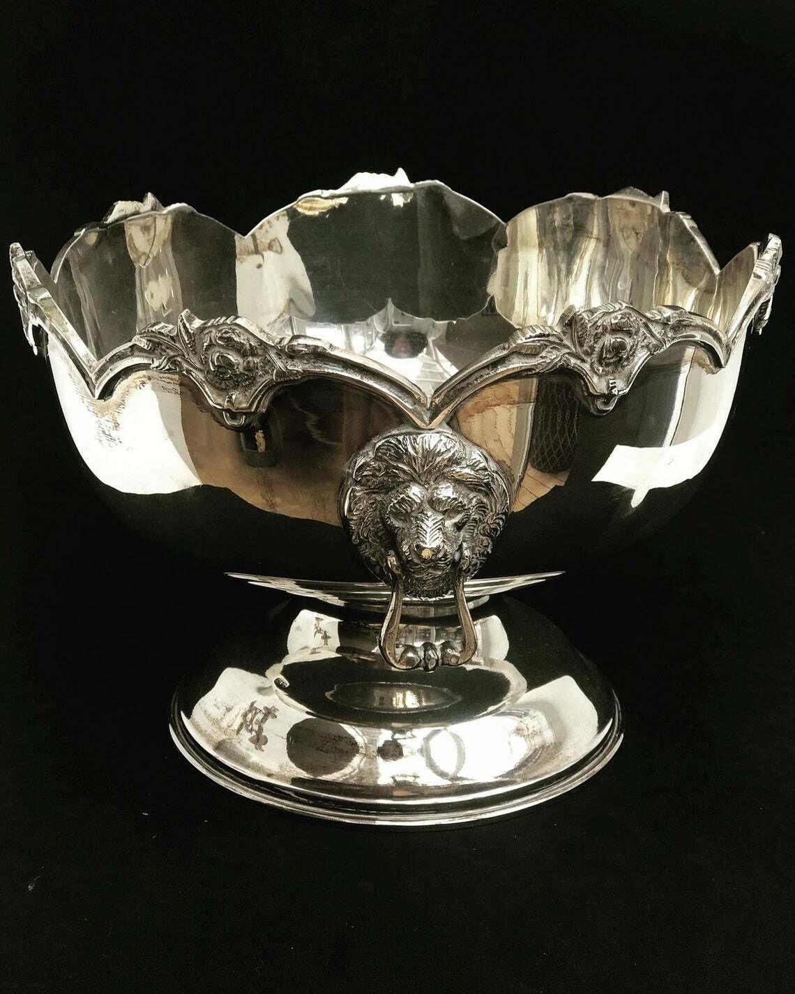 Centerpiece Fruit Bowl 900 Sterling Silver Egyptian Fruit Bowl Footed Fruit Dish Double Handled Lion Vintage Luxury Wedding Gift