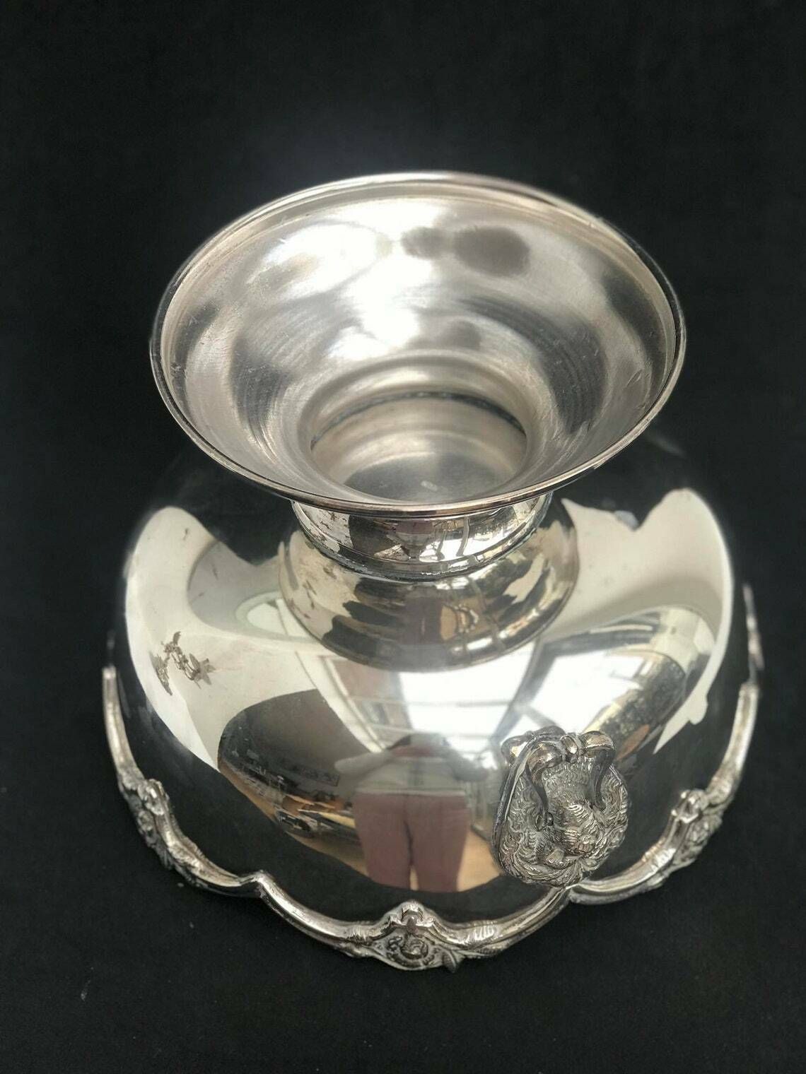 Centerpiece Fruit Bowl 900 Sterling Silver Egyptian Fruit Bowl Footed Fruit Dish Double Handled Lion Vintage Luxury Wedding Gift photo vintage