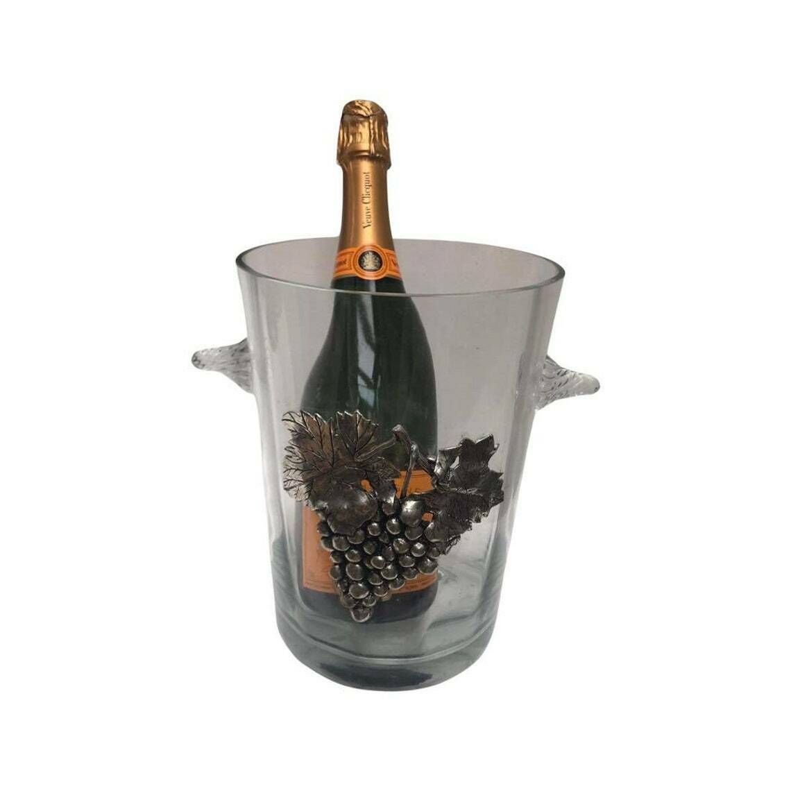 Champagne Ice Bucket Faceted Glass With Handles Glass Wine Cooler Chiller Hollywood Regency Bar Cart Styling Wedding Gift Luxury Barware photo 216.0