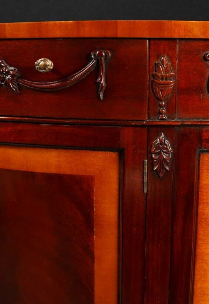 Furniture Regency Demi Lune Commode Cabinet Mahogany Satinwood Banding Server photo