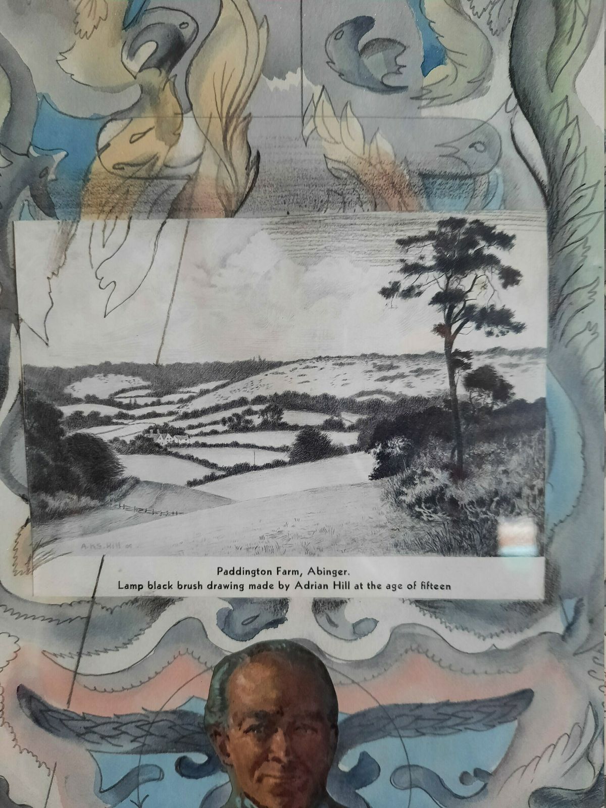 Original Watercolour, Pencil, Pen & Ink Collage By Adrian Hill   Mcm Artist photo furniture