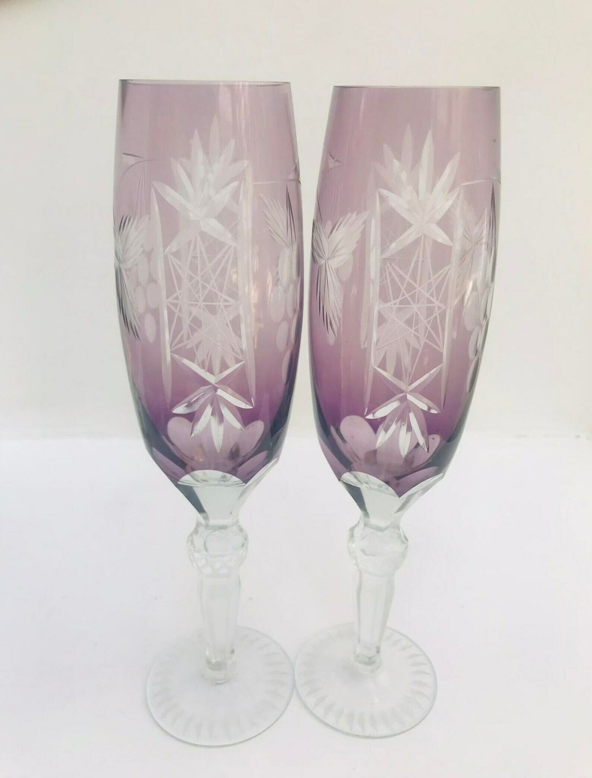Champagne Coupes Ajka Marsala Bohemian Crystal Amethyst Champagne Flutes Coupes Toasting Celebration Glassware Wedding Glass Collection photo for sale