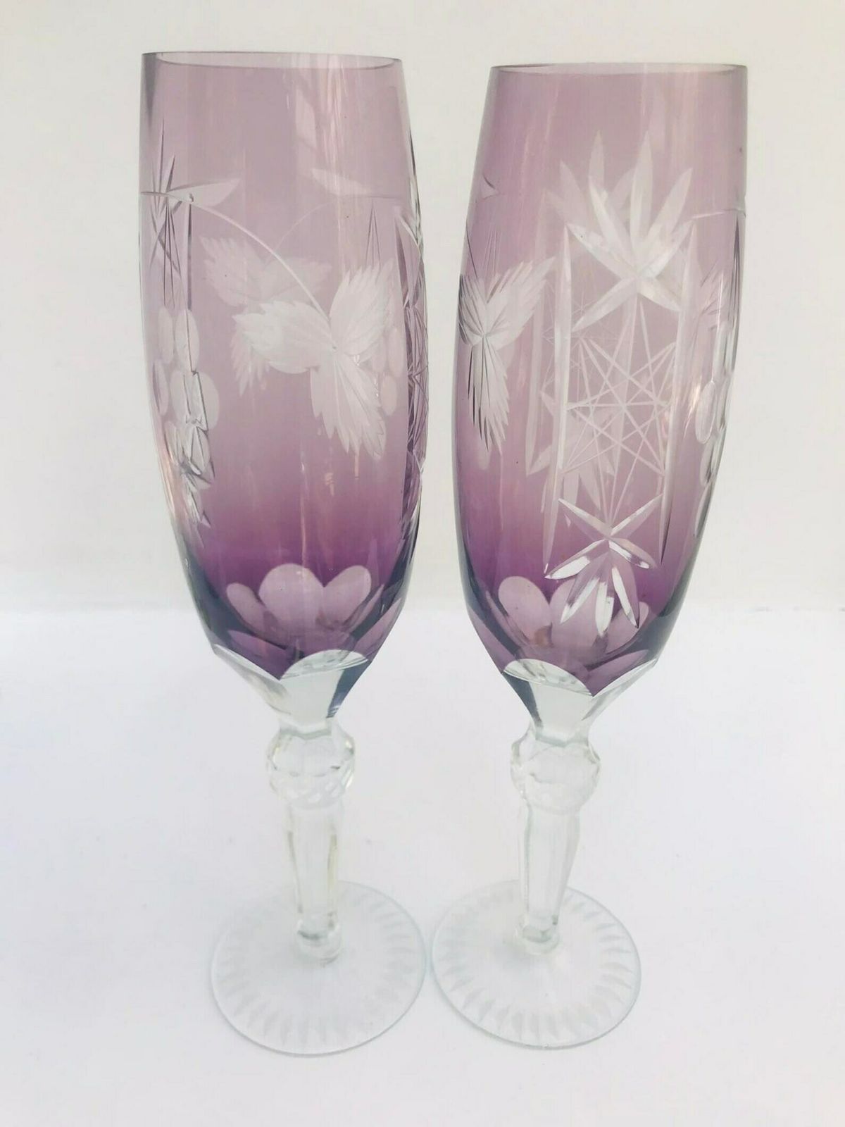 Champagne Coupes Ajka Marsala Bohemian Crystal Amethyst Champagne Flutes Coupes Toasting Celebration Glassware Wedding Glass Collection photo vintage