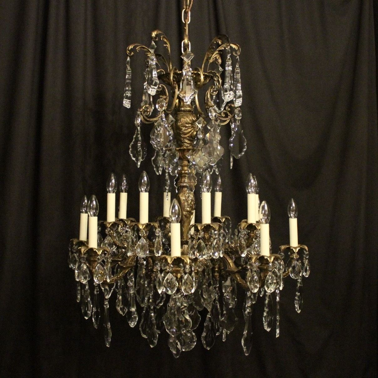 Lighting French Pair Of Bronze Antique Chandeliers photo