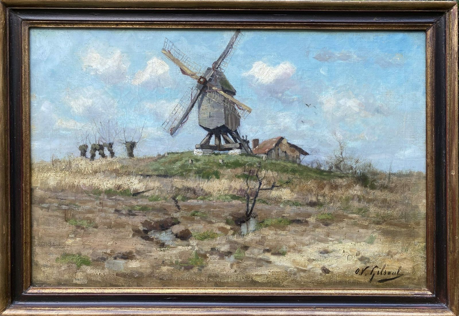 Victor Gilsoul, Brussels 1867 – 1943, Belgian Painter, A Landscape With A Mill, Oil On Canvas photo furniture