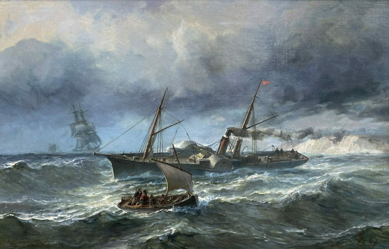 'White Cliffs Of Dover' By Johan Jacob Bennetter, 1822   1904, Norwegian Painter photo furniture