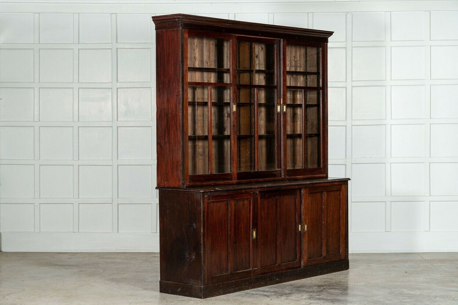 Large 19thc English Mahogany & Pine Haberdashery Glazed Cabinet photo Furniture
