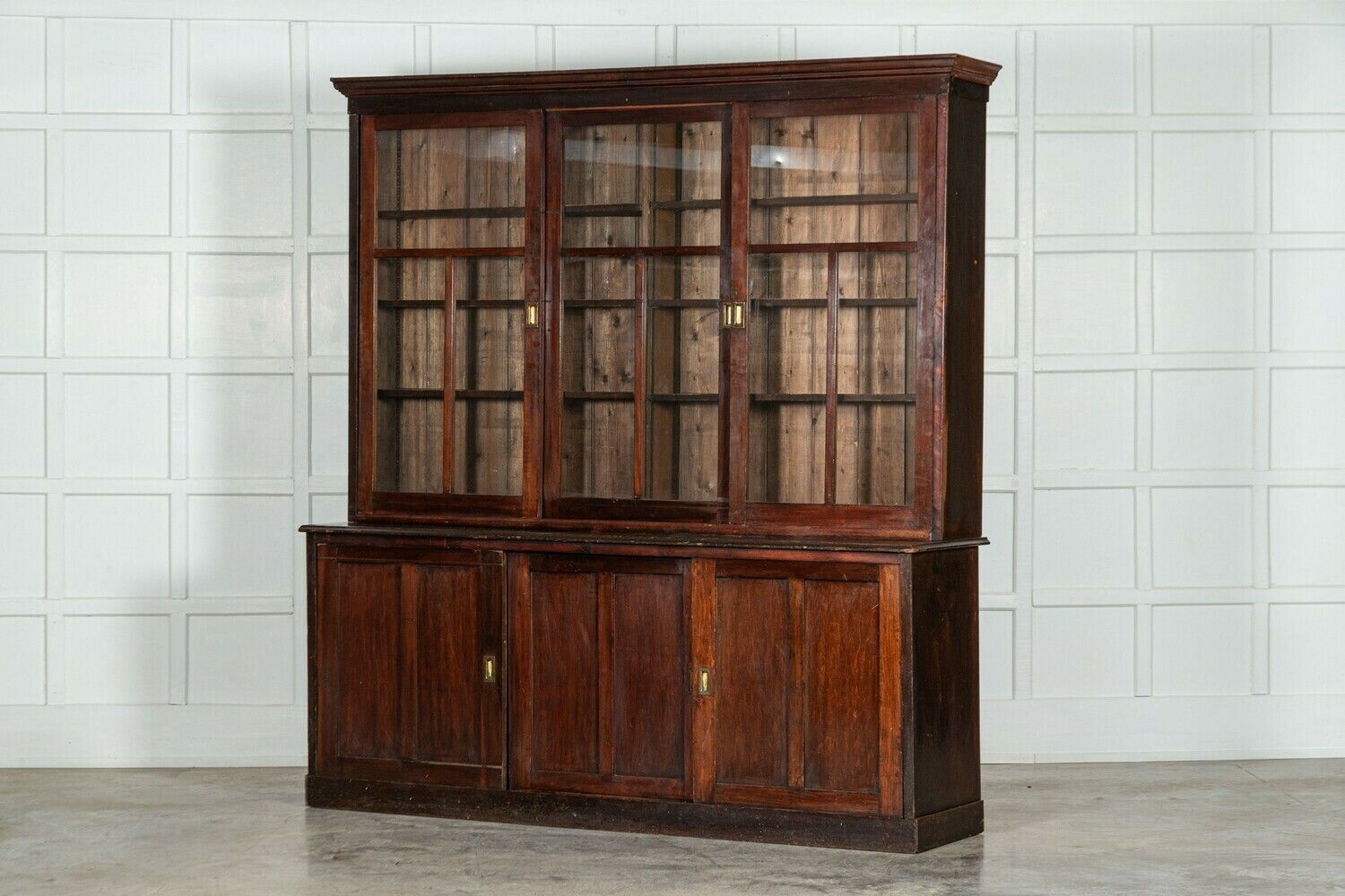Large 19thc English Mahogany & Pine Haberdashery Glazed Cabinet photo vinterior