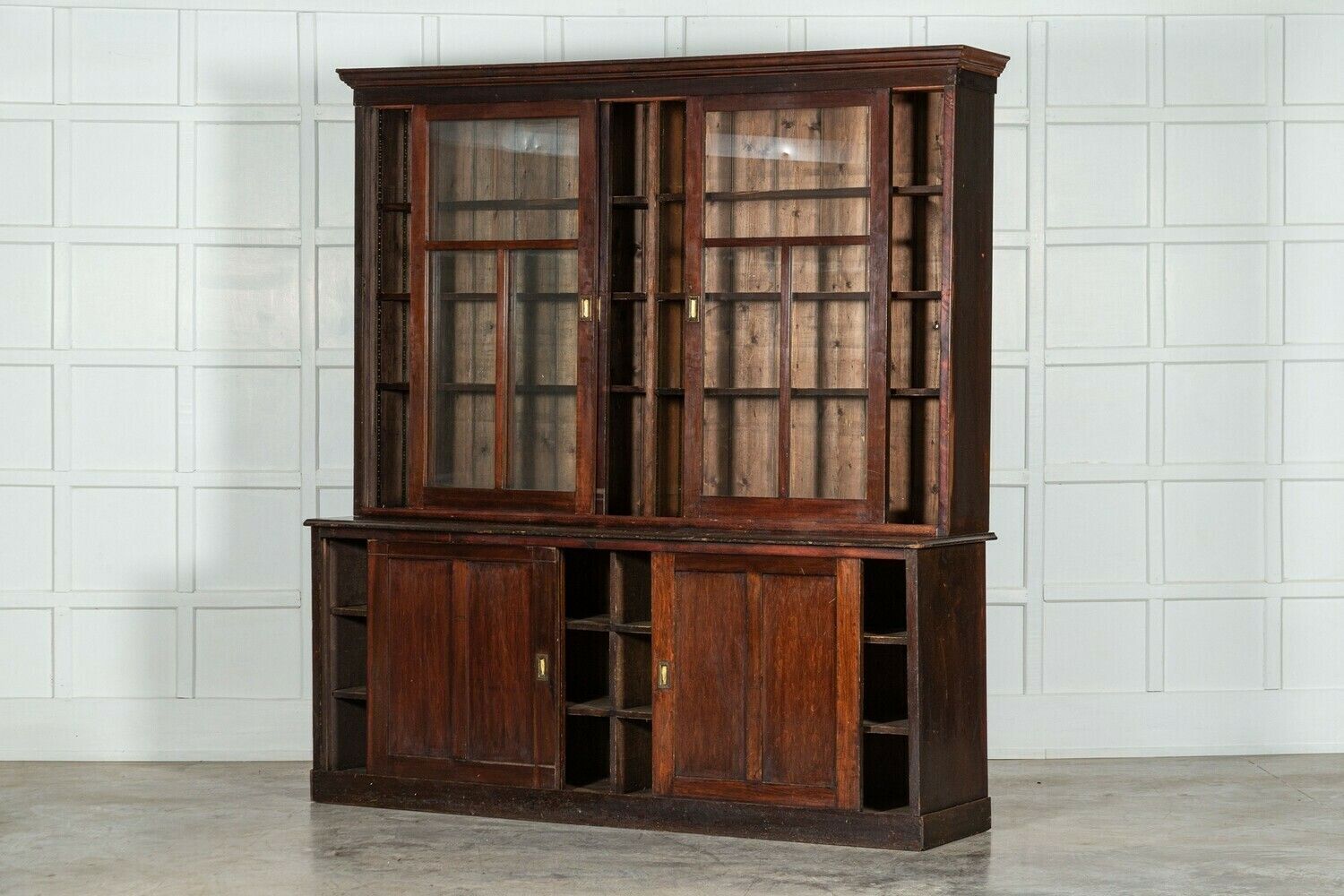 Large 19thc English Mahogany & Pine Haberdashery Glazed Cabinet photo buy