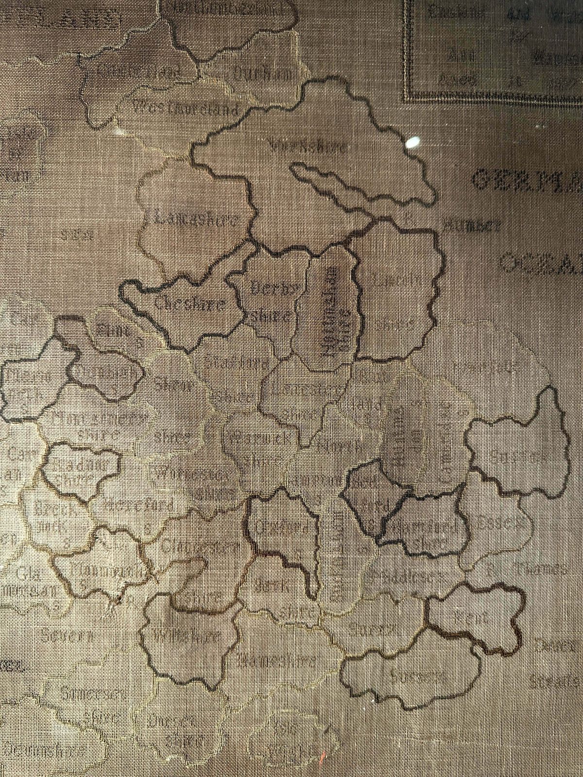 Antique Regency Needlepoint Lace Sampler Map Of England & Wales By Ann Hampson Aged 10 Dated 1837 photo furniture