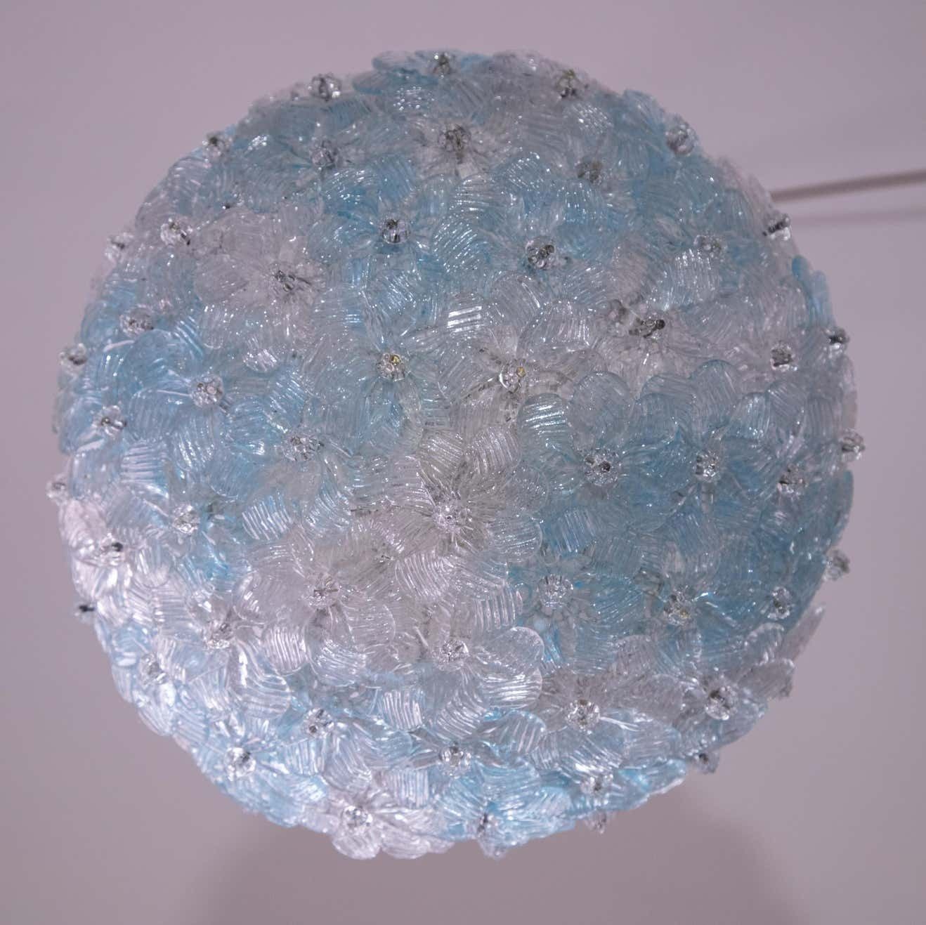 photo for sale Murano Flush Mount Flower And Metal By Seguso For Venini, Italy, 1960s