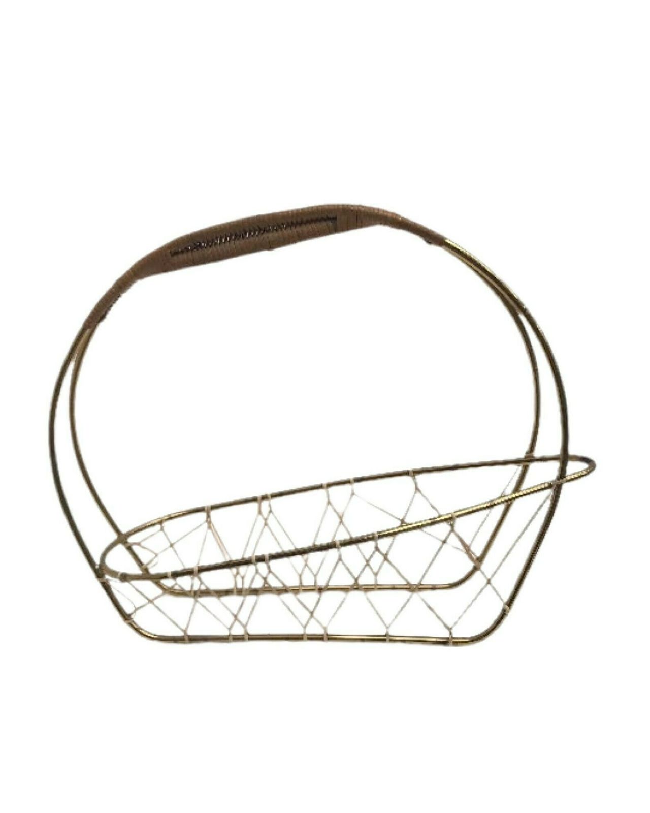Wijnfleshouder Met Schenktuit – Goudkleurig Draadframe Met Bamboe Handvat, Jaren 70, Bar Cart, Hollywood Regency