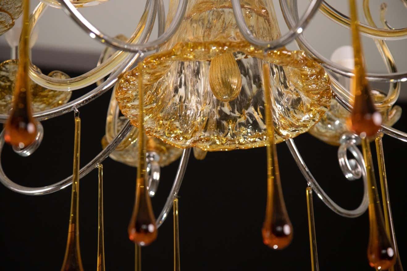 photo furniture Spectacular Murano Amber Chandelier, 8 Arms, 1980s