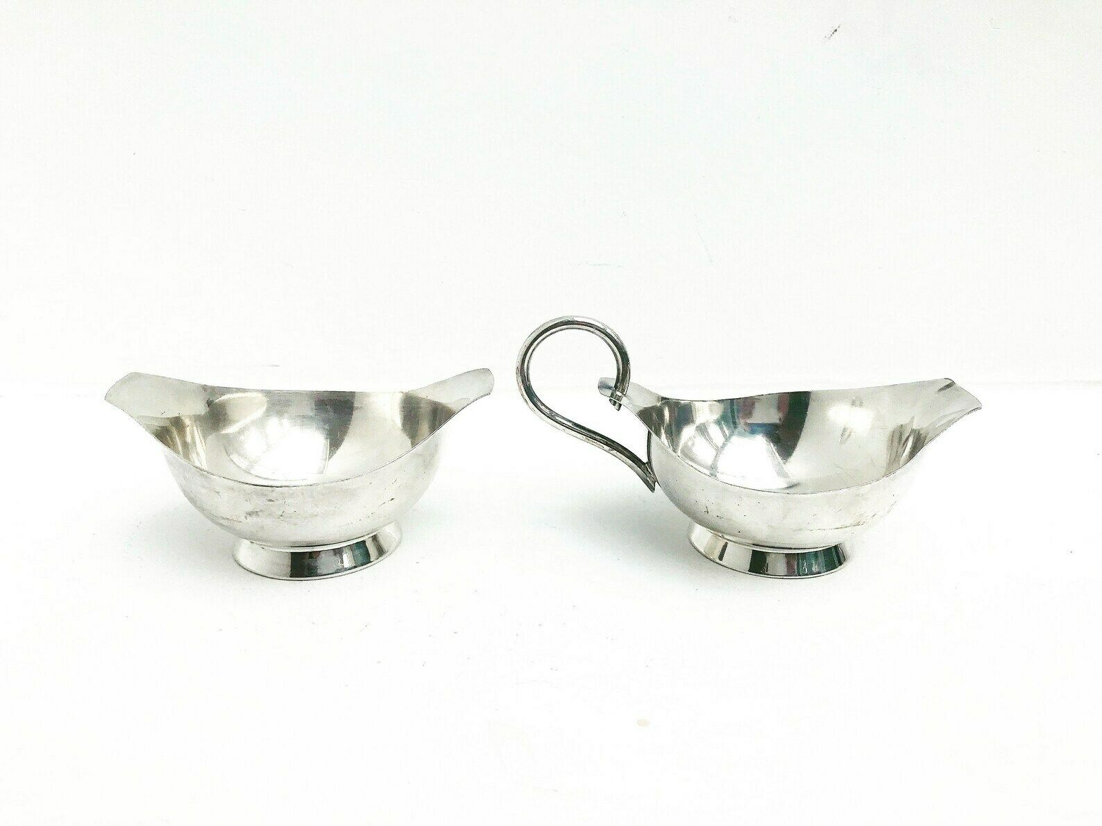 Creamer And Sugar Bowl Nysolv 60gr Norway Silver Plated Mid Century Modern Scandinavian Design Scandinave Table Modernist Kitchen Decoration photo for sale