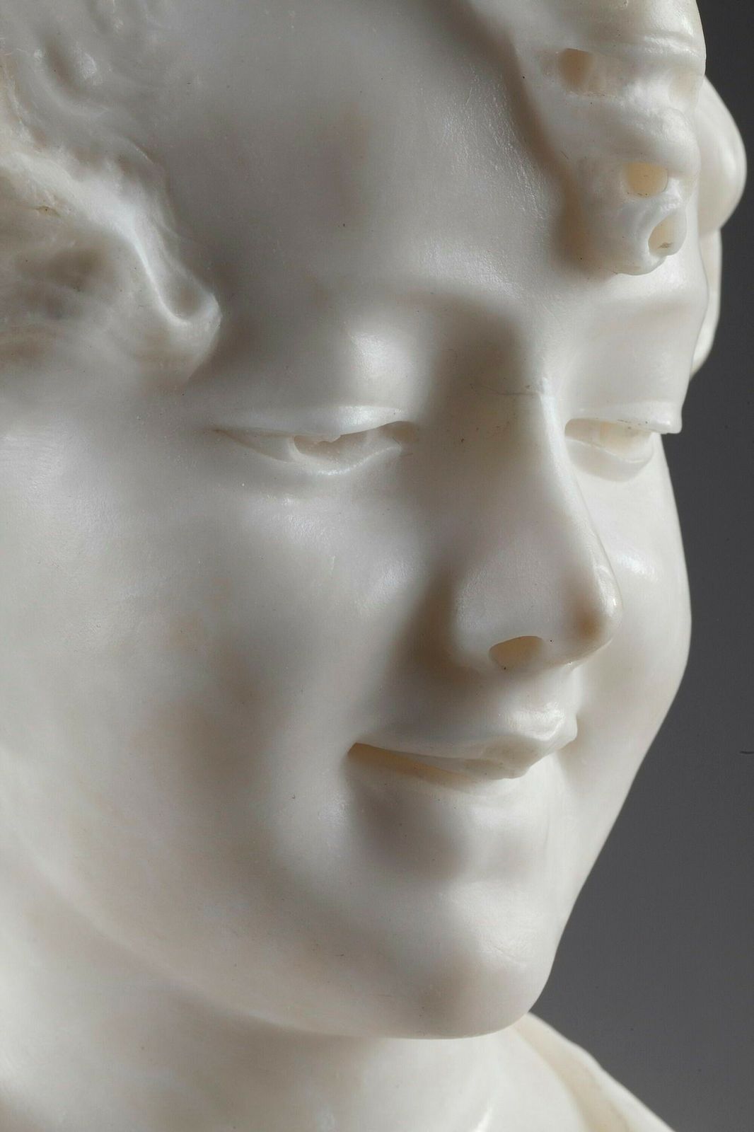 Art Sculpture Alabaster "Bust Of A Young Girl", 19th Century photo
