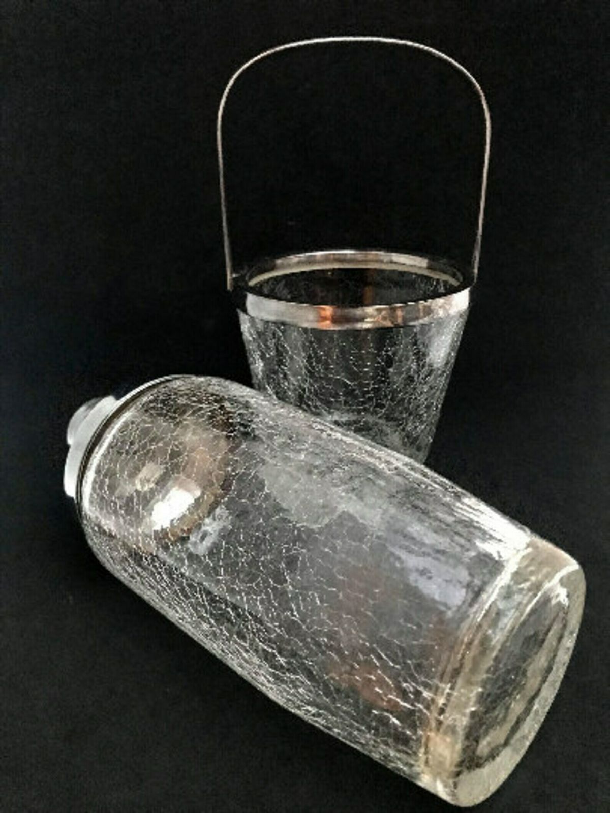 photo furniture Vintage Set Bar Cocktail Shaker And Ice Bucket Stainless Steel And Crystal Bar Accessories Mid Century Martini Cocktail Mixing Glass