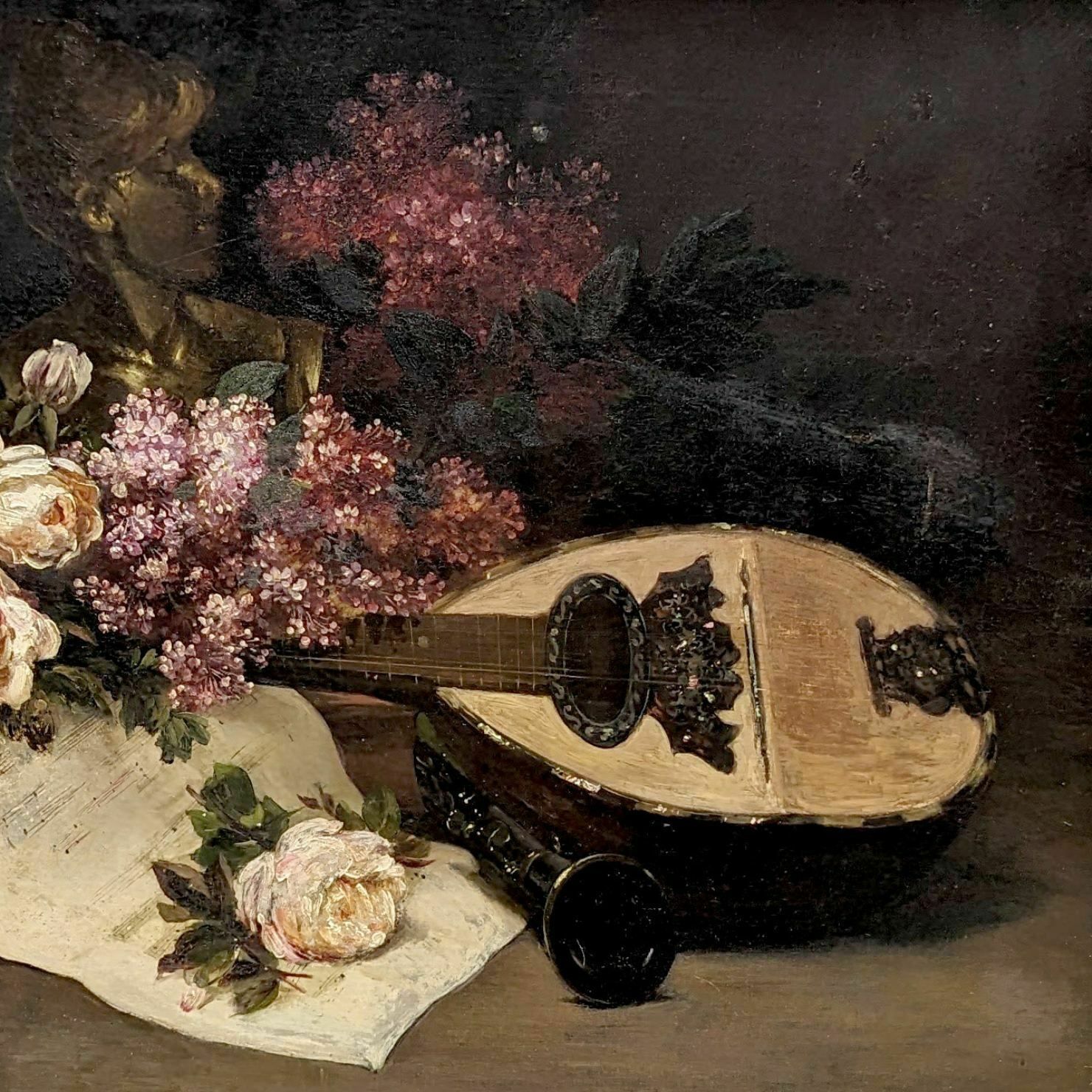 Eugène Baudin Oil On Canvas Still Life With Roses And Lilacs photo for sale