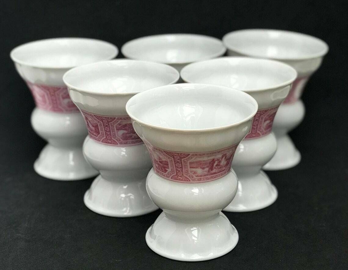 Rudesheim Tea Cups Heinrich Germany Set 6 Cups Saucers And Red White Germany Heinrich Irish Coffee Cup Goblet Rudesheimer photo furniture