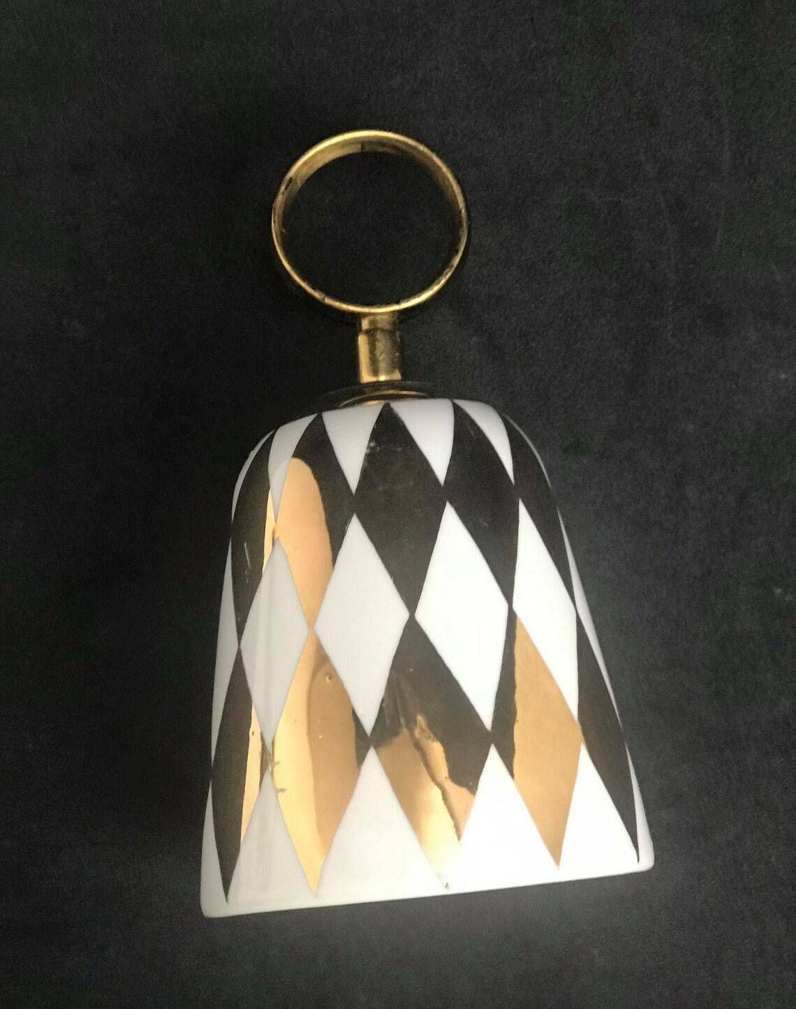 Fornasetti Original Porcelain Table Bell Golden Trim Desk Decor Italian Design Ornament Gift For Him photo furniture